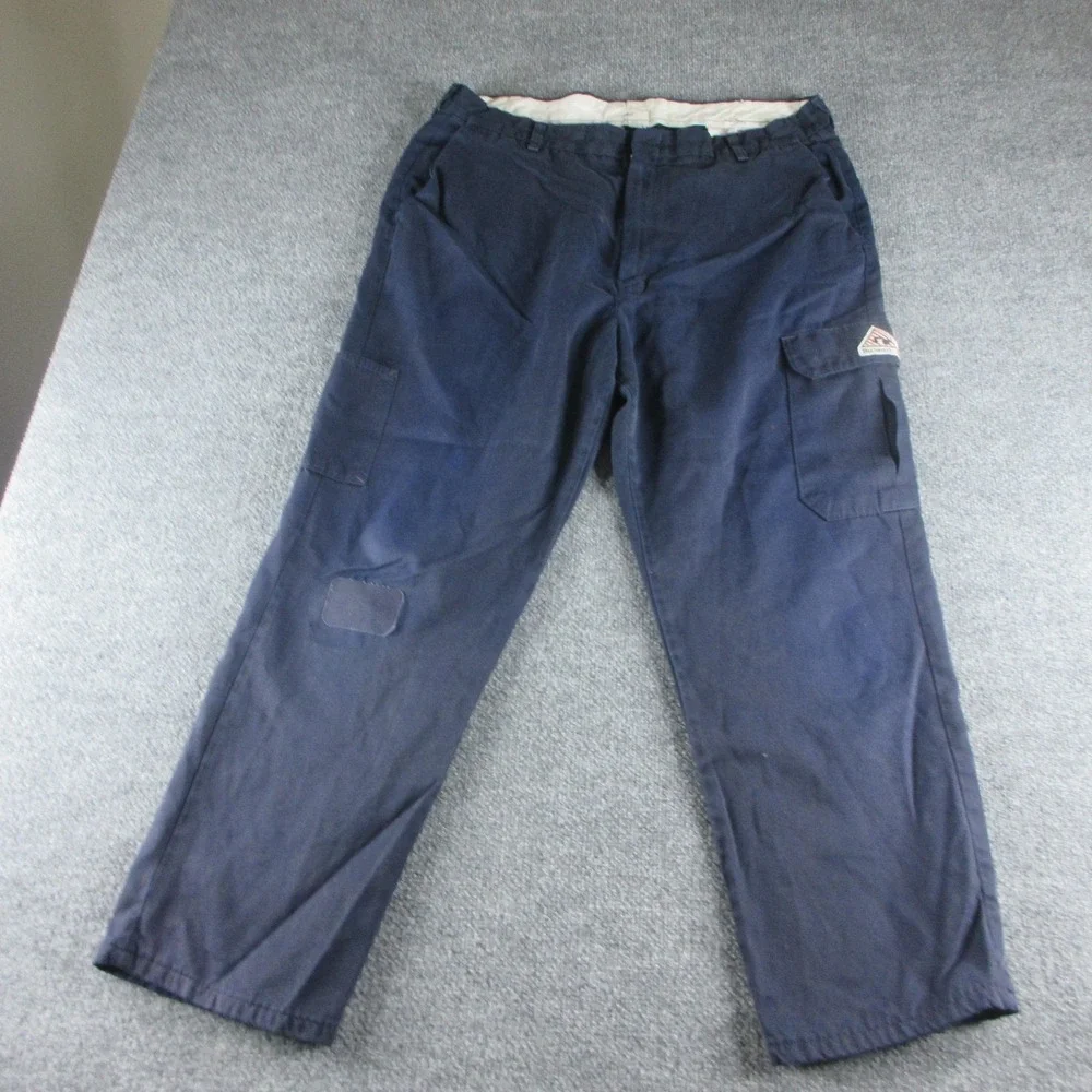 Bulwark Cargo Pants Mens 36x28 Blue Flame Resistant Canvas FR Utility Workwear